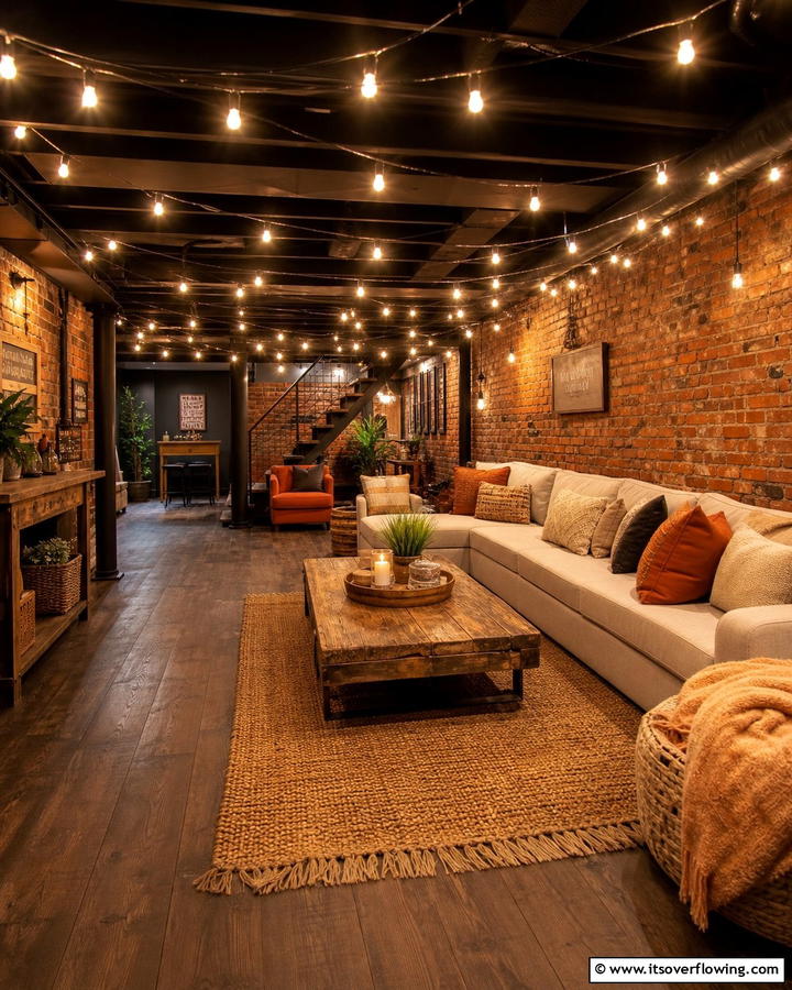 String Lights for a Cozy Ambiance - 20 Basement Lighting Ideas to Brighten Your Space