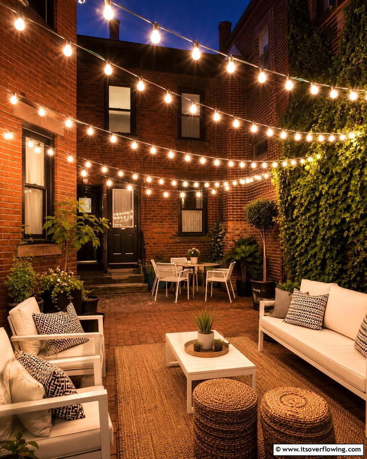 String Lights for a Magical Ambiance - 25 Townhouse Patio Ideas for Small Outdoor Spaces