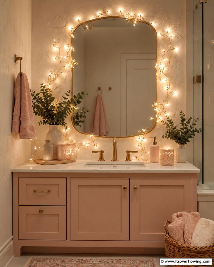 String Lights for a Relaxing Atmosphere - 25 Tropical Bathroom Ideas for a Spa-like Retreat