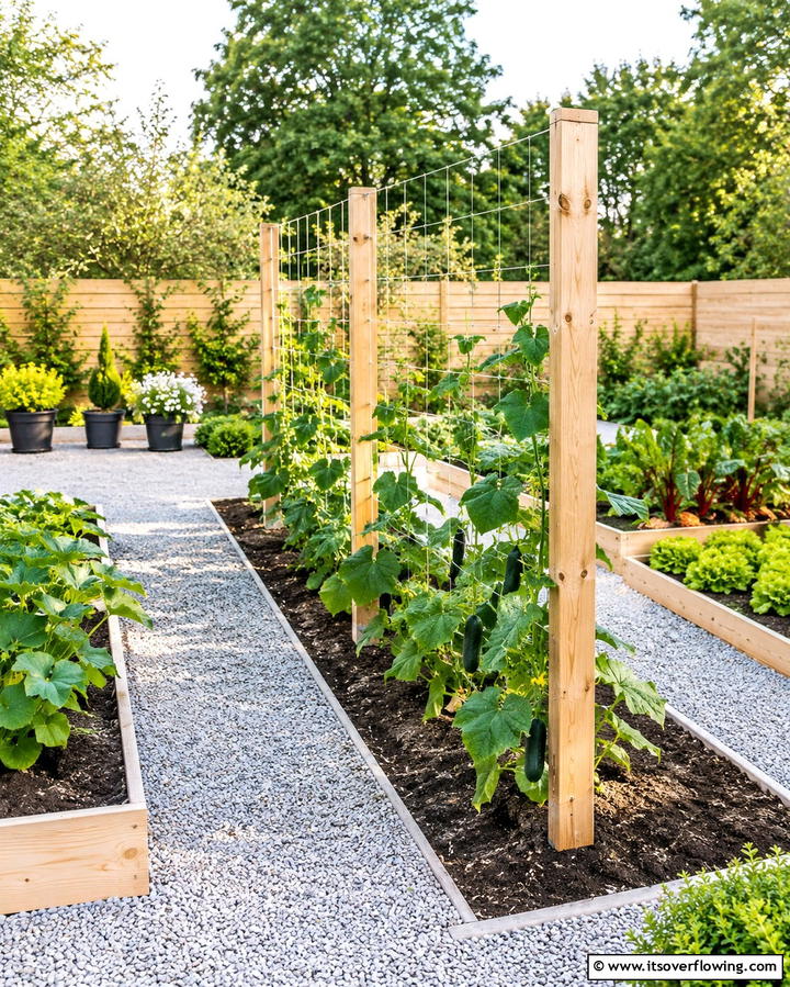 String and Post Trellis - 25 Cucumber Trellis Ideas for a Productive Garden