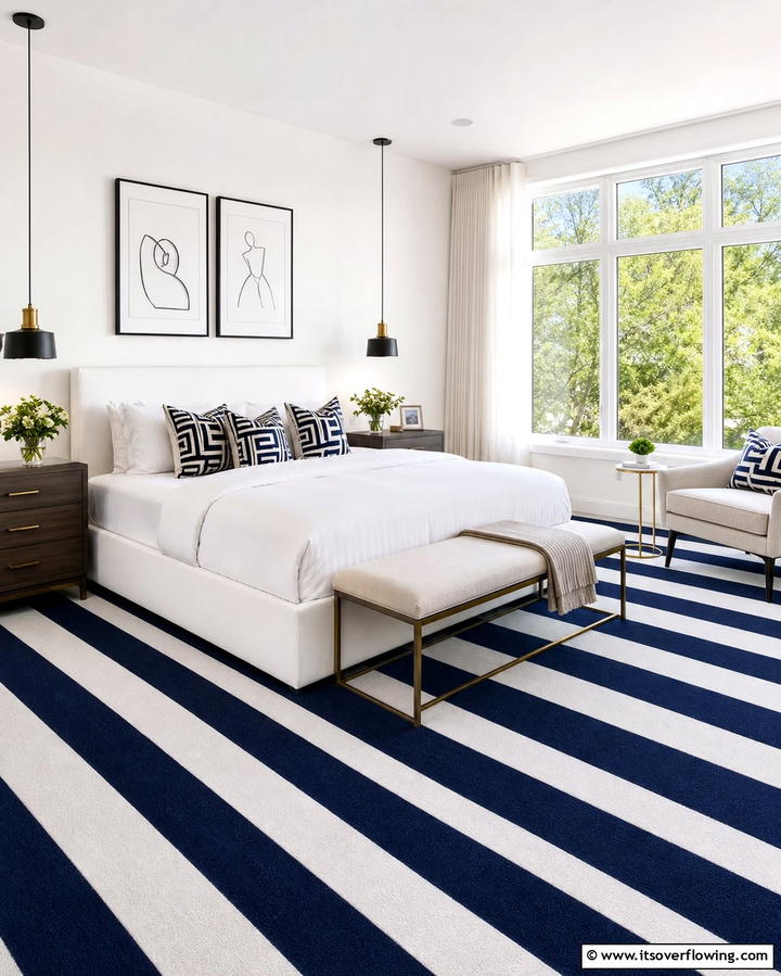 Striped Carpets for Visual Interest - 25 Stylish Bedroom Carpet Ideas for a Comfortable Retreat