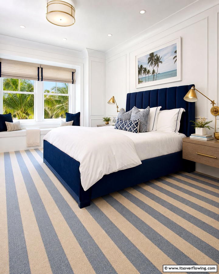 Striped Carpets to Add Dimension - 25 Stylish Bedroom Carpet Ideas for a Comfortable Retreat