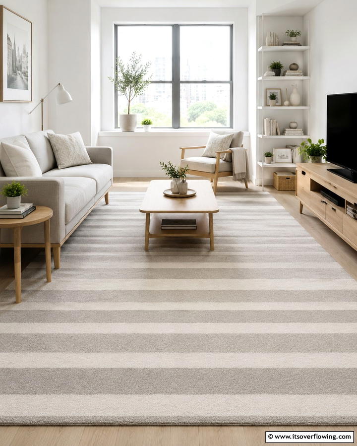 Striped Carpets to Enhance Room Dimensions - 25 Living Room Carpet Ideas for Cozy Comfort