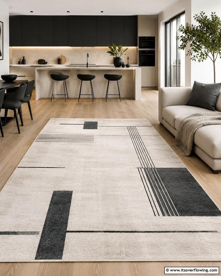 Striped Contemporary Rug - 30 Kitchen Rug Ideas- Stylish and Durable Floor Solutions