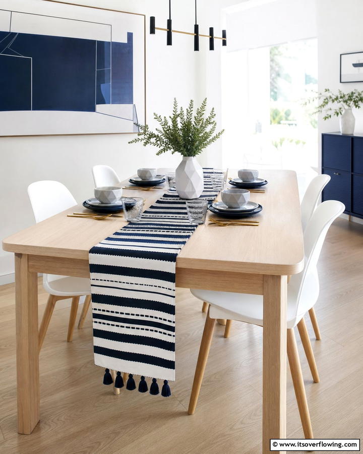 Striped Contemporary Table Runner - 21 Unique Table Runner Ideas to Enhance Your Dining Experience