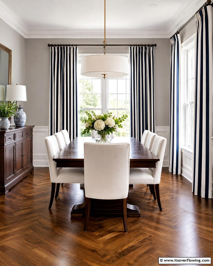 Striped Curtains for a Classic Look - 25 Elegant Dining Room Curtain Ideas to Transform Your Space