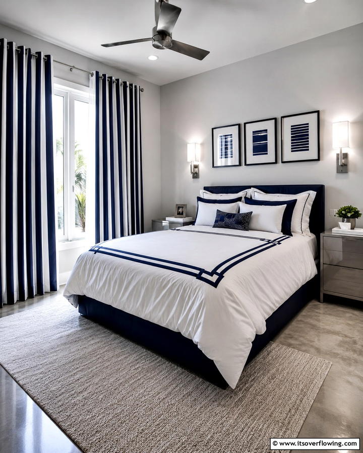 Striped Curtains for a Modern Touch - 25 Elegant Bedroom Curtain Ideas to Enhance Your Decor