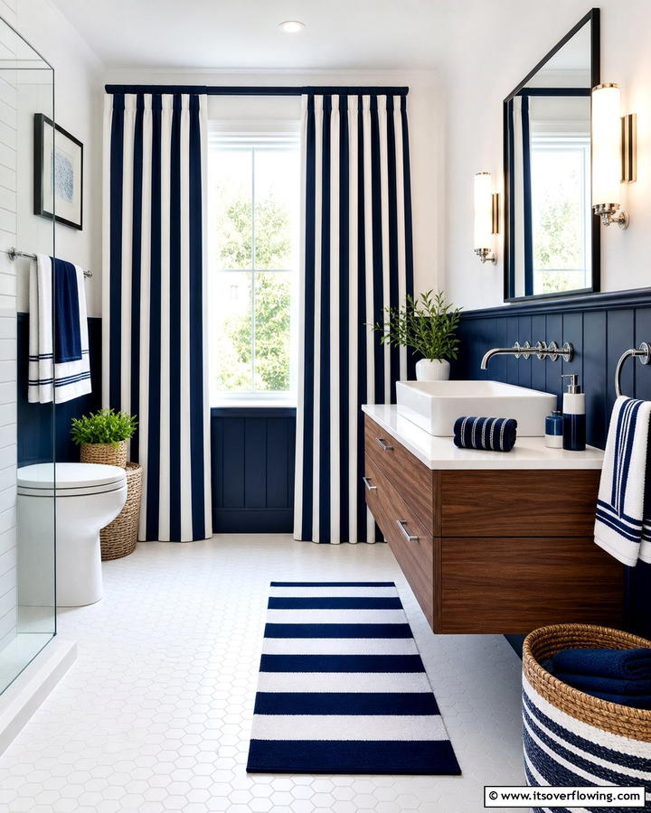 Striped Curtains for a Modern Touch - 25 Bathroom Curtain Ideas for Privacy and Style
