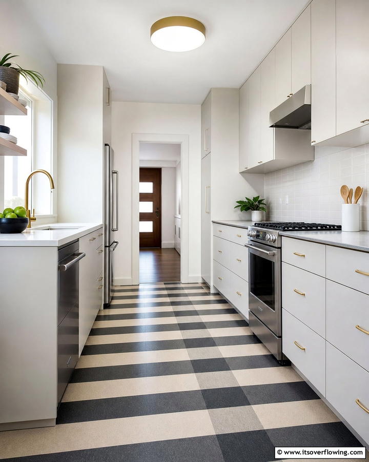 Striped Linoleum Patterns - 20 Linoleum Kitchen Flooring Ideas for a Durable and Stylish Look
