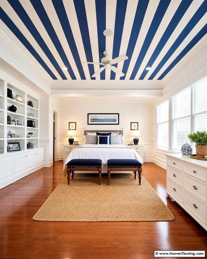 Striped Patterns for a Classic Look - 25 Ceiling Wallpaper Ideas to Elevate Your Space