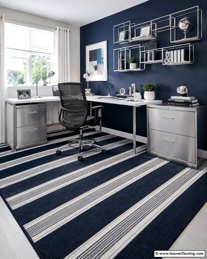 Striped Rugs for a Sleek and Organized Look - 25 Office Rug Ideas to Transform Your Workspace
