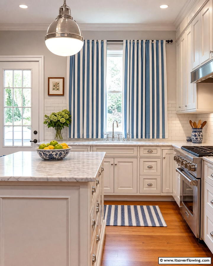 Striped Textures for a Classic Look - 21 Kitchen Curtain Ideas to Enhance Light and Privacy