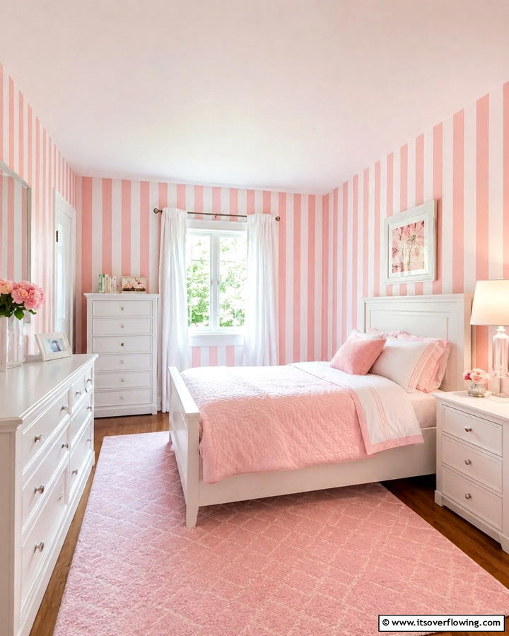 Striped Wallpaper - 30 1980s Bedroom Decor Ideas for a Retro-Inspired Space