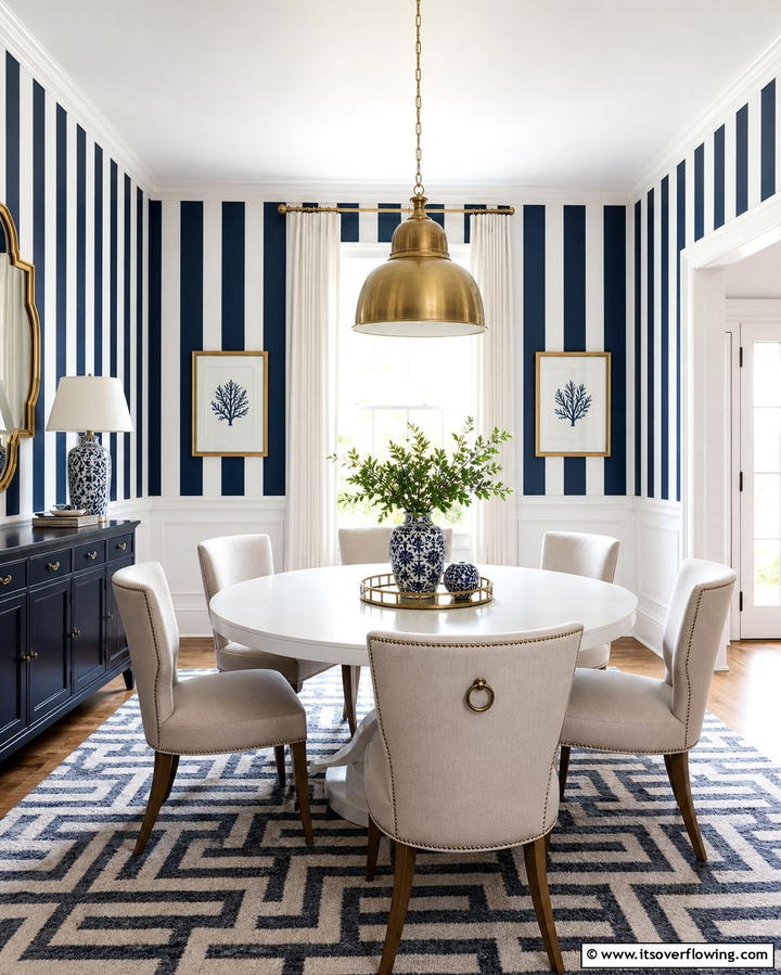 Striped Walls for a Dynamic Effect - 25 Vibrant Colorful Dining Room Ideas for a Fun Space