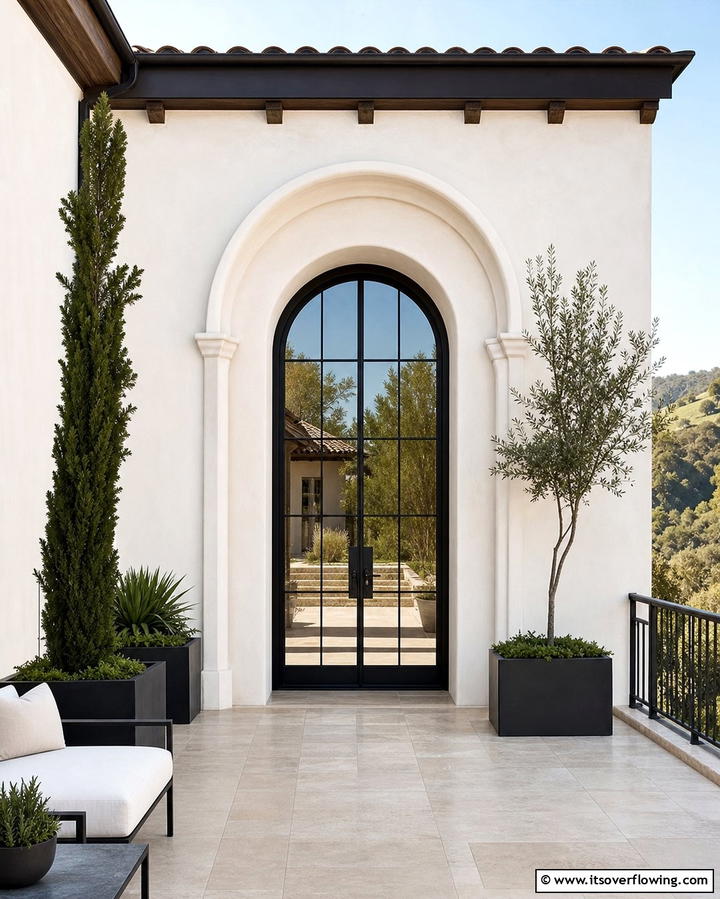 Stucco Framed Doors with Arched Top - 25 Mediterranean Front Door Ideas for a Warm Welcome