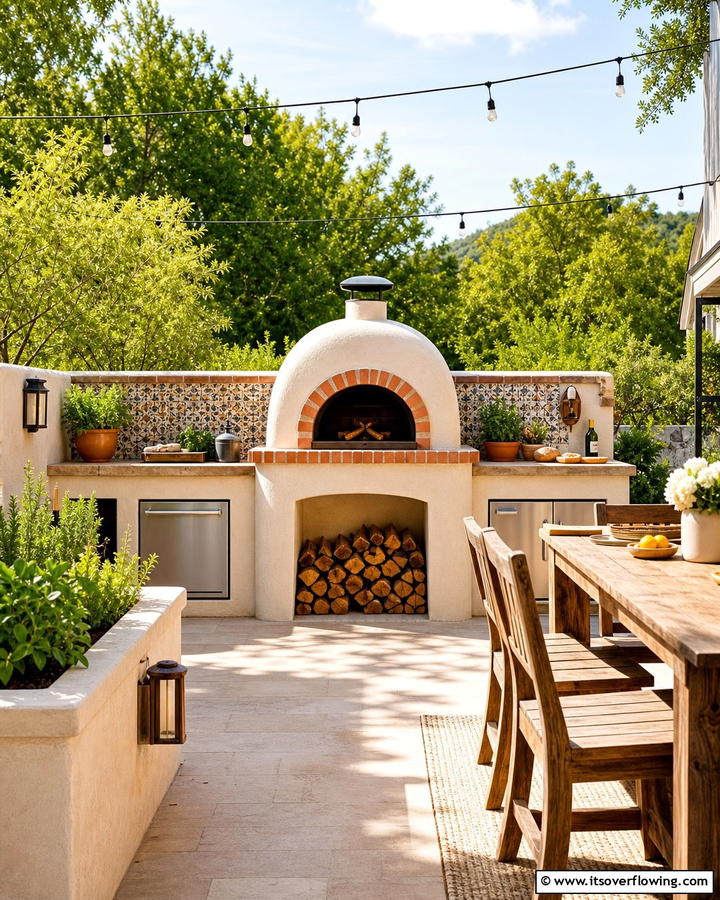 Stucco Kitchen with Built In Pizza OvenOne - 20 Stucco Outdoor Kitchen Ideas for Stylish Cooking