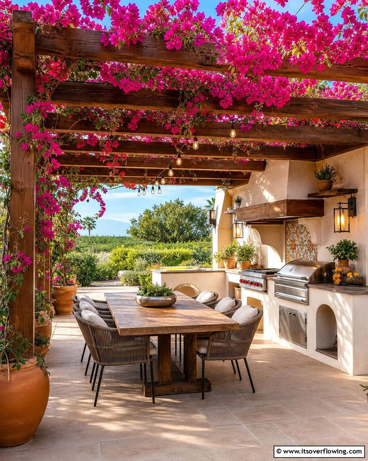 Stucco Kitchen with Pergola Addition - 20 Stucco Outdoor Kitchen Ideas for Stylish Cooking