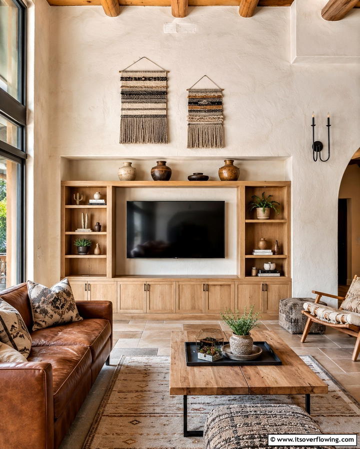 Stucco Walls for Texture and Warmth - 30 Warm Southwestern Living Room Decor Concepts