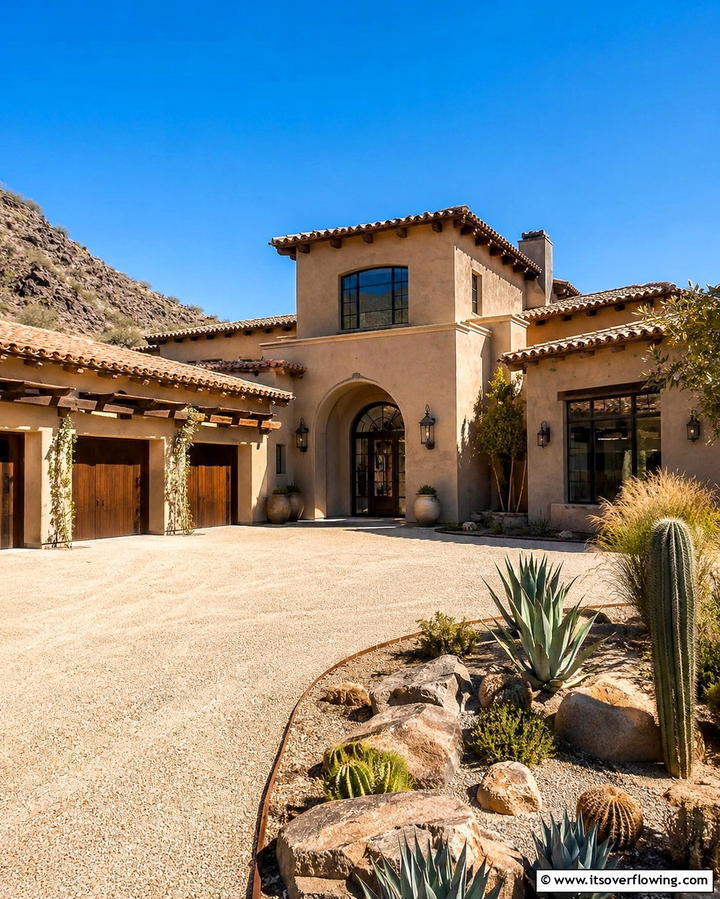 Stucco Walls with Earthy Tones - 30 Mediterranean House Exterior Ideas for Coastal Charm