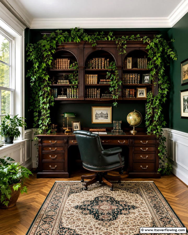 Study with Ivy Details - 30 Preppy Room Ideas for a Classic and Polished Home Look