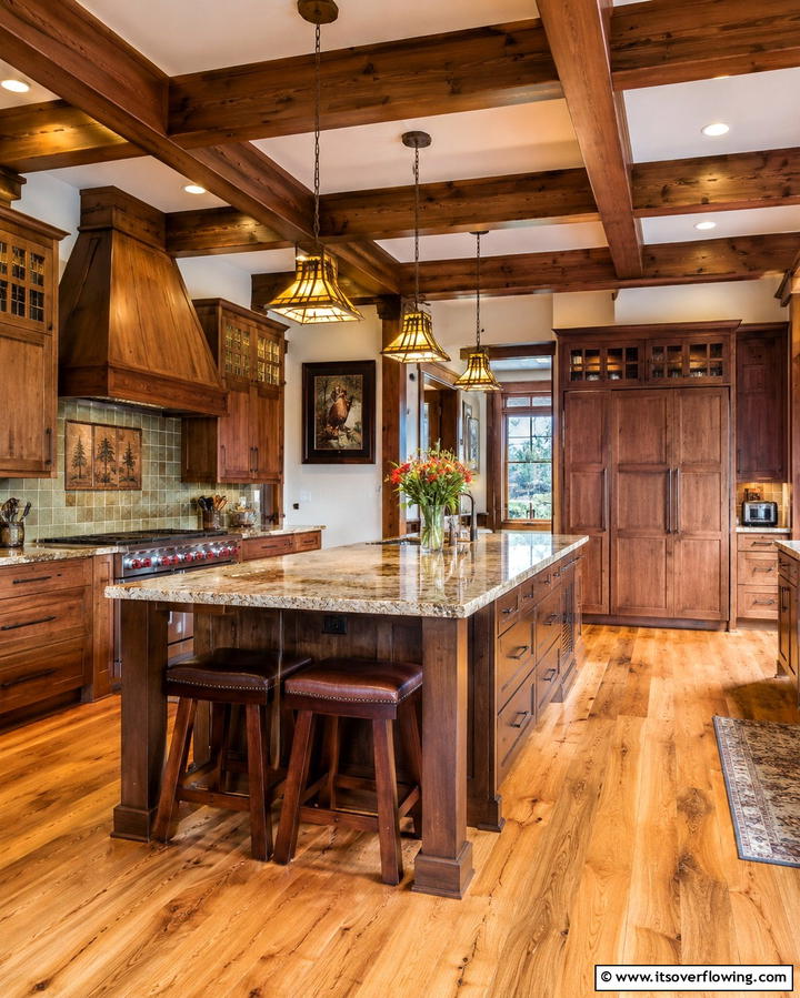 Sturdy Wooden Beams - 25 Craftsman Kitchen Ideas for a Classic and Timeless Design