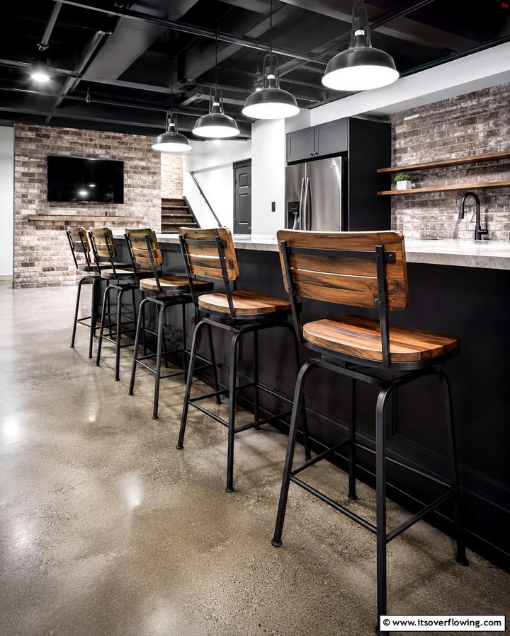 Stylish Bar Stools for Gathering - 30 Functional Basement Furniture Ideas for Multi-Use Spaces