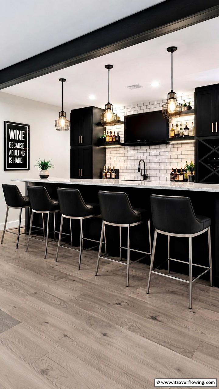 Stylish Bar Stools for Gathering - 30 Basement Furniture Ideas for Functional Living Spaces