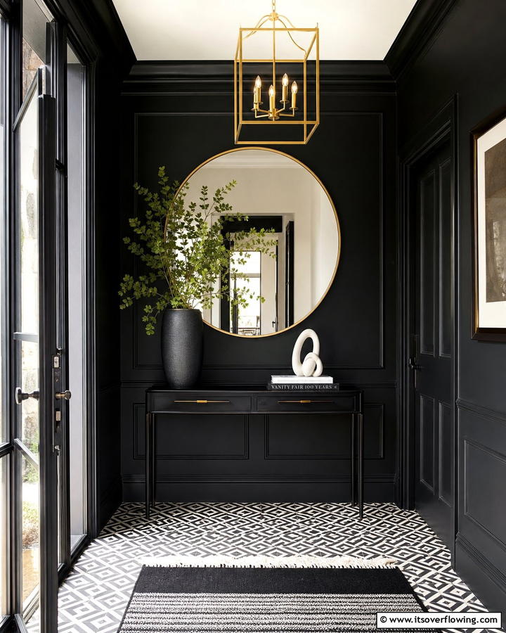 Stylish Black Entryway - 21 Bold Black Room Ideas for Dramatic Interior Statements