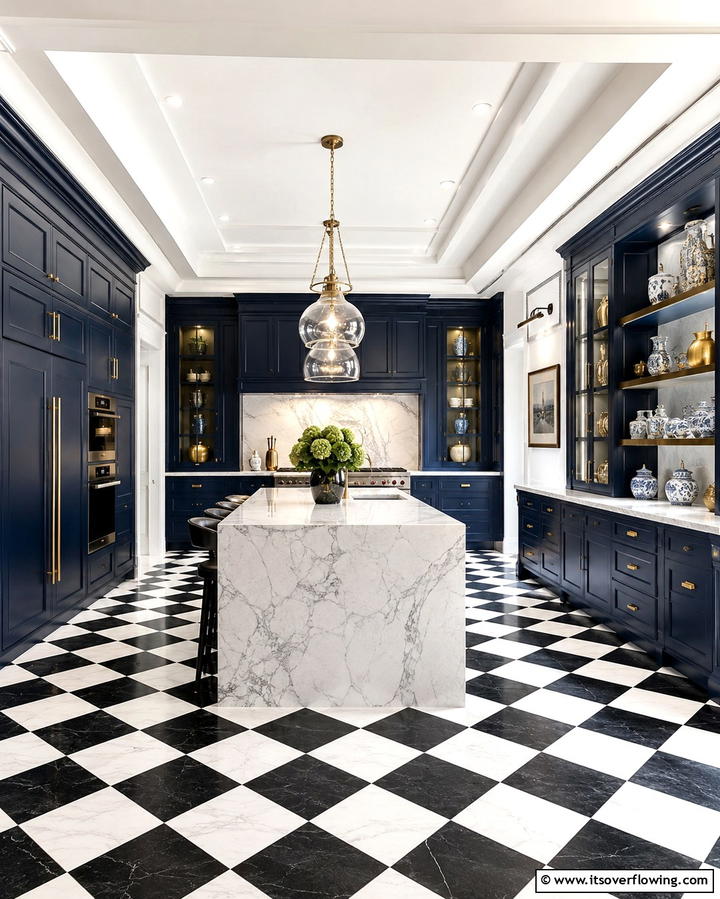 Stylish Checkered Elegance - 30 Kitchens with Checkered Floors- Retro-Inspired Designs