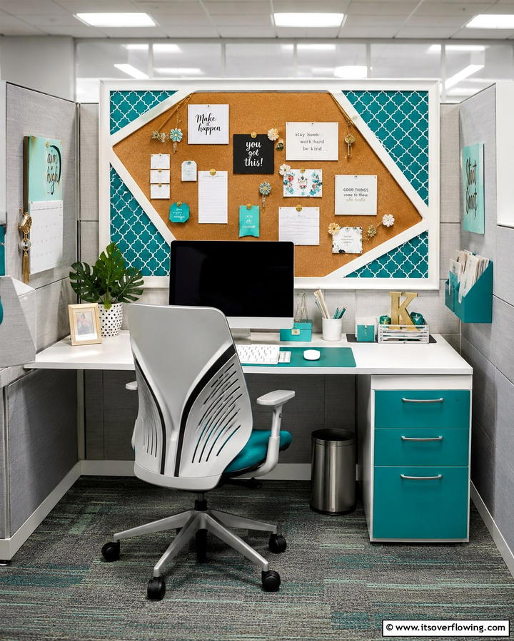 Stylish Cork or Pin Boards - 25 Cubicle Decor Ideas to Personalize Your Workspace
