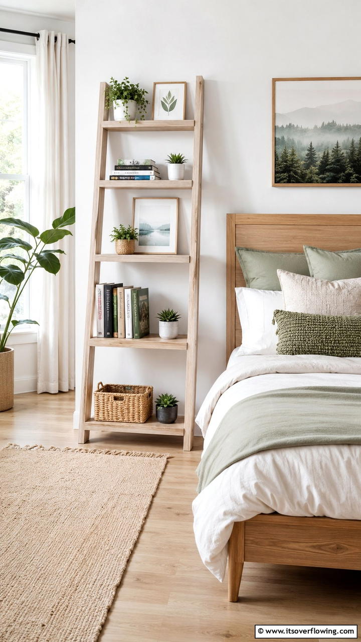 Stylish Ladder Shelving - 30 Bedroom Shelving Ideas for Storage and Display