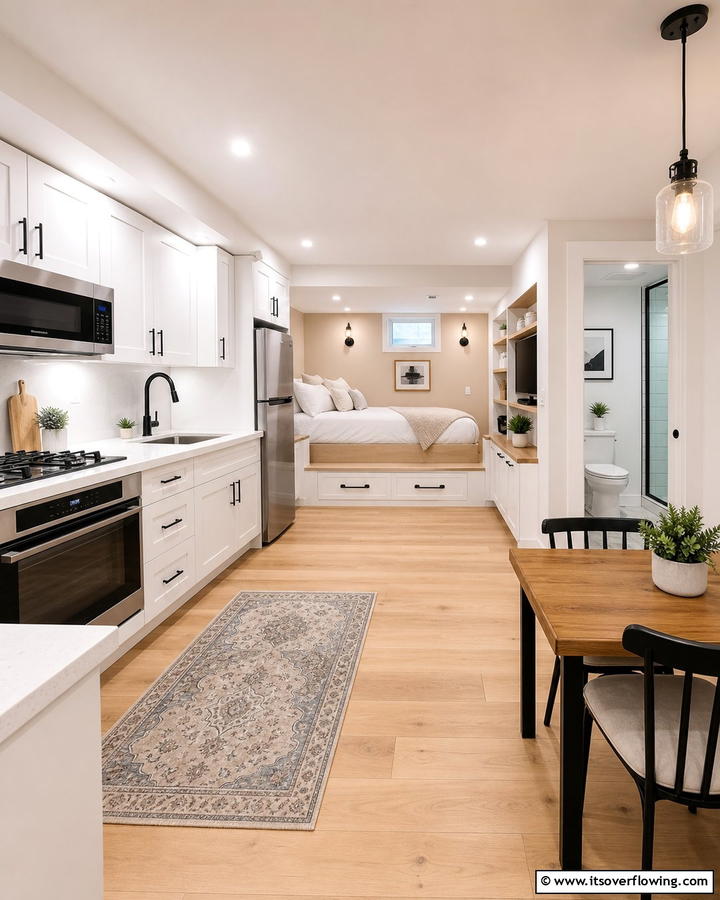 Stylish Mini Apartment - 21 Basement Ideas to Transform Your Underutilized Space