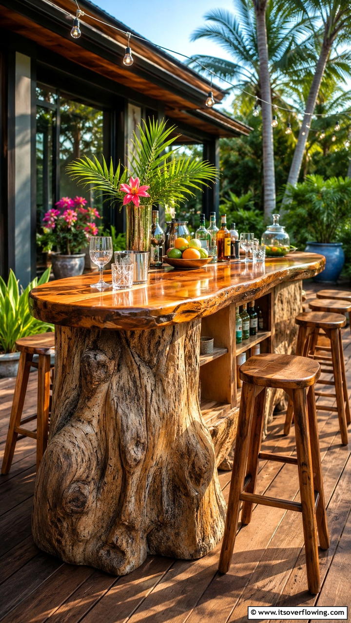 Stylish Outdoor Bar - 21 Creative Tree Stump Decorating Ideas for Rustic Accents