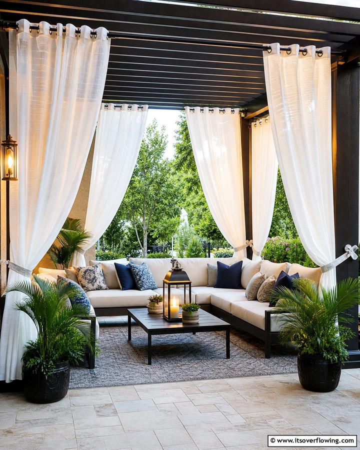 Stylish Privacy Curtains - 20 Patio Extension Ideas to Enhance Your Outdoor Living Space