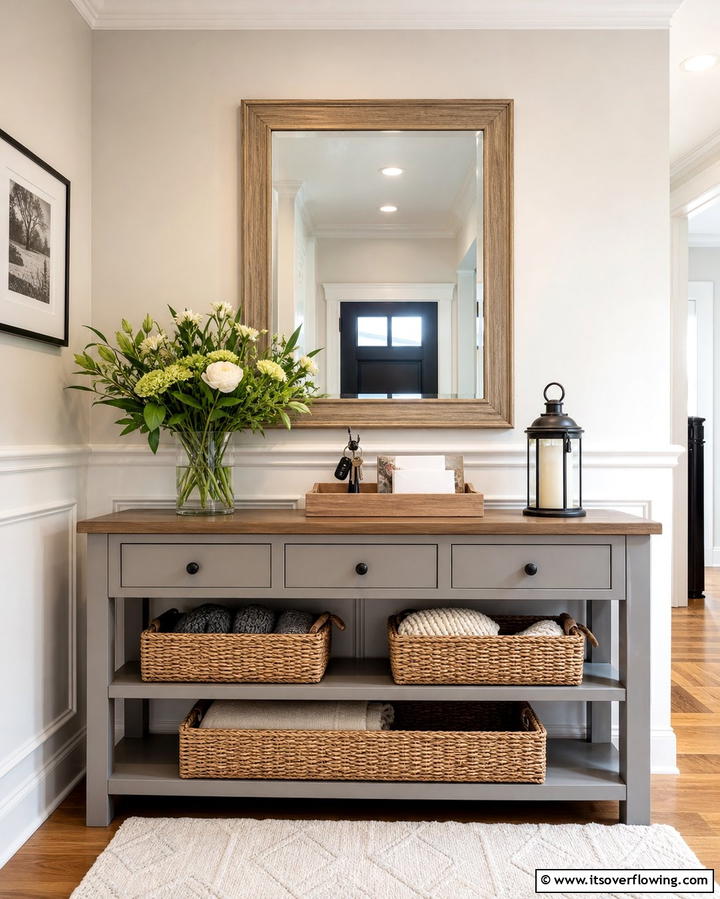 Stylish Storage Solutions - 25 Entryway Table Decor Ideas to Welcome Guests in Style