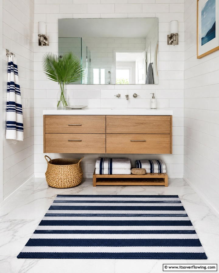 Stylish Striped Pattern Rug - 30 Bathroom Rug Ideas for Softness and Style Underfoot
