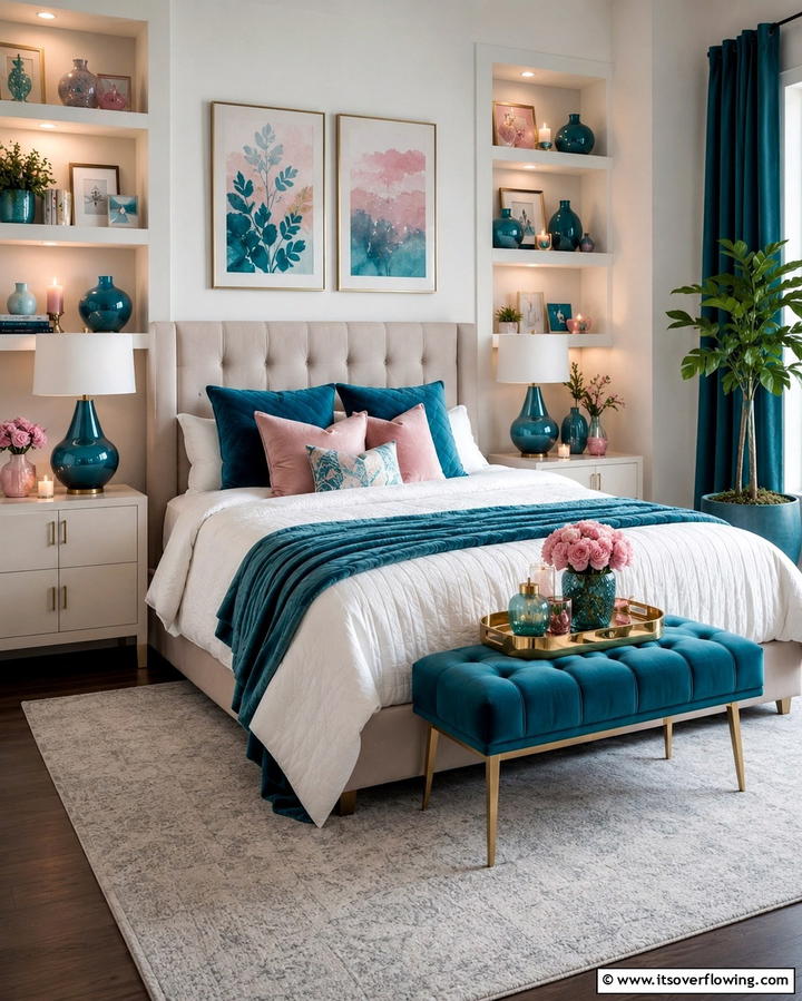 Stylish Teal and Pink Decor Elements - 30 Teal and Pink Bedroom Ideas for Bold Modern Design