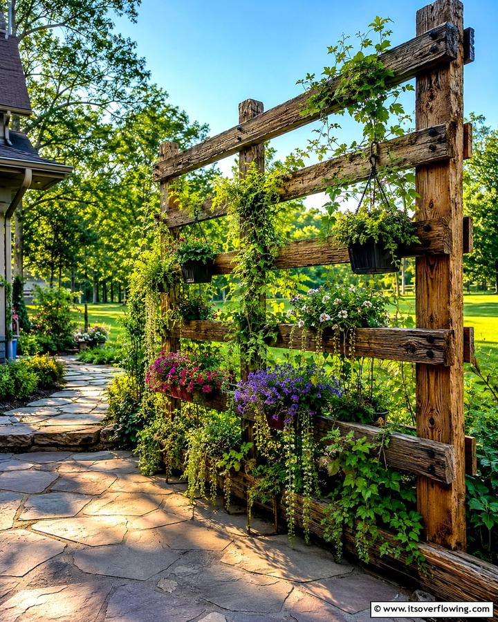 Stylish Vertical Garden Support - 30 Split Rail Fence Ideas for Rustic Outdoor Boundaries