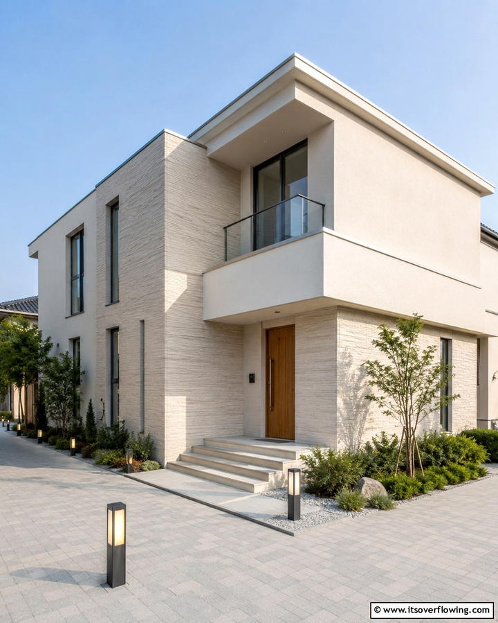 Subdued Color Accents - 30 Minimalist House Exterior Ideas- Clean & Modern Designs
