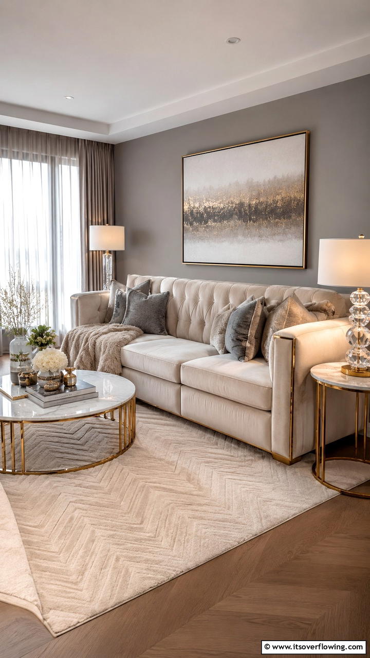 Subdued Luxury Appeal - 30 Grey and Cream Living Room Ideas- Neutral Elegance