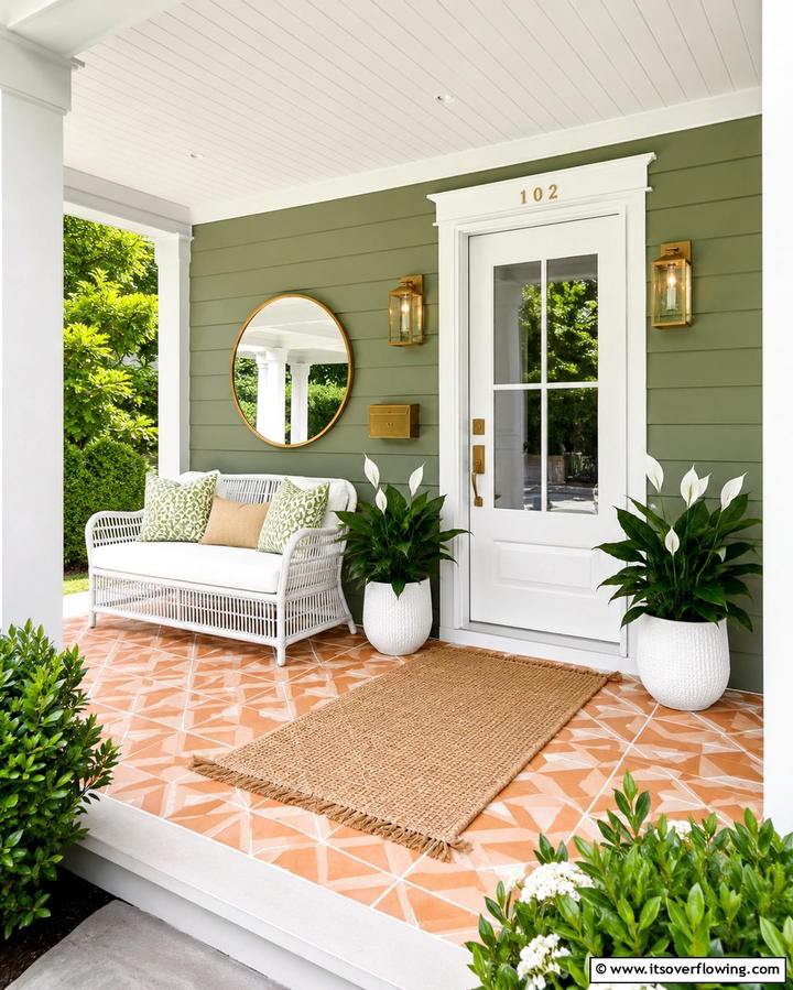 Subtle Accent Walls - 30 Small Front Porch Ideas to Boost Curb Appeal