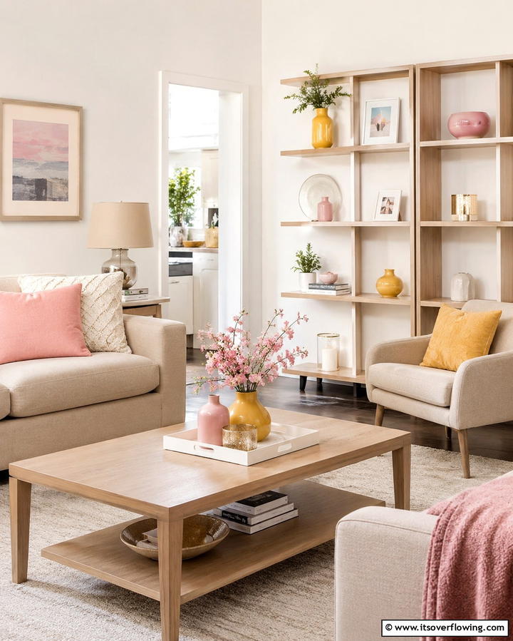Subtle Accessory Details - 30 Yellow and Pink Decor Ideas- Vibrant Home Accents