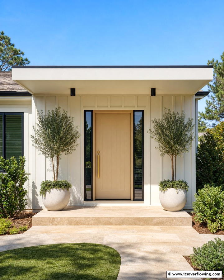 Subtle Beige - 30 Retro Mid-Century Front Door Colors to Boost Curb Appeal