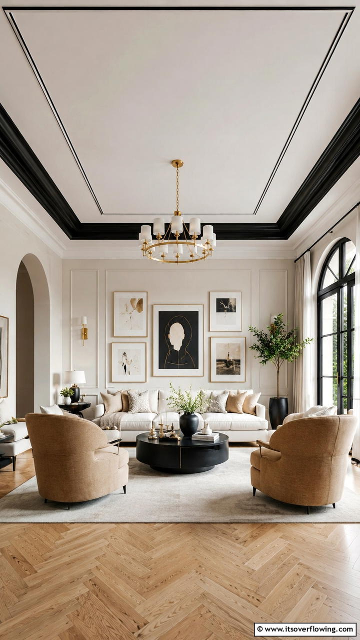 Subtle Black Accents - 30 Black Ceiling Ideas to Add Depth and Drama Above