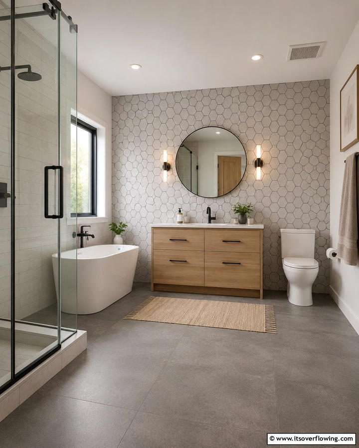 Subtle Black Accents - 25 Scandinavian Bathroom Ideas for a Minimalist and Cozy Space