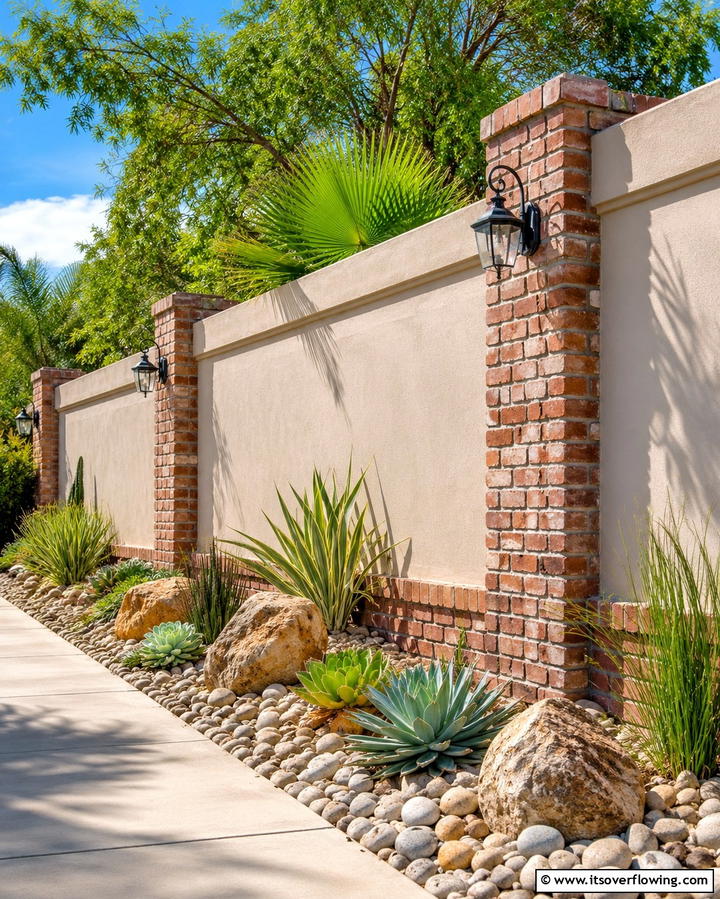 Subtle Brick Integration - 30 Classic Brick Fence Ideas for Timeless Outdoor Security & Charm
