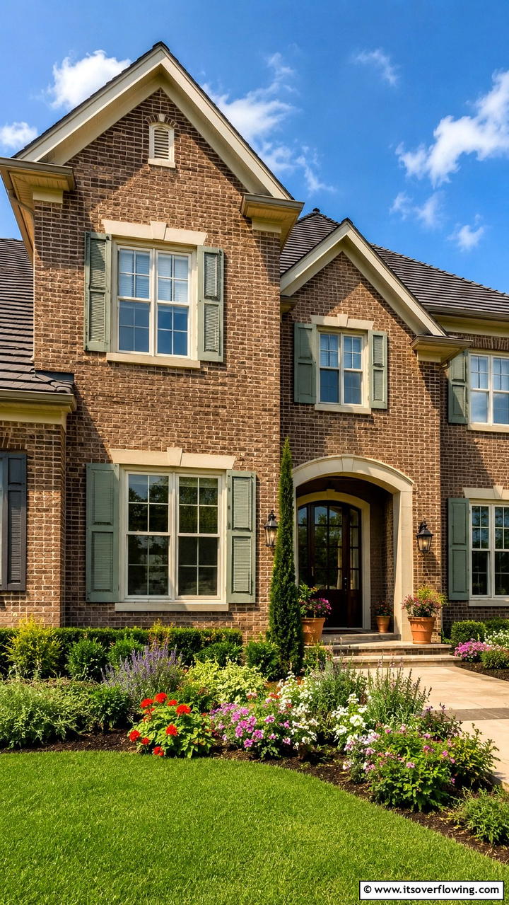 Subtle Color Contrast - 30 Brown Brick Exterior Home Ideas for Timeless Curb Appeal