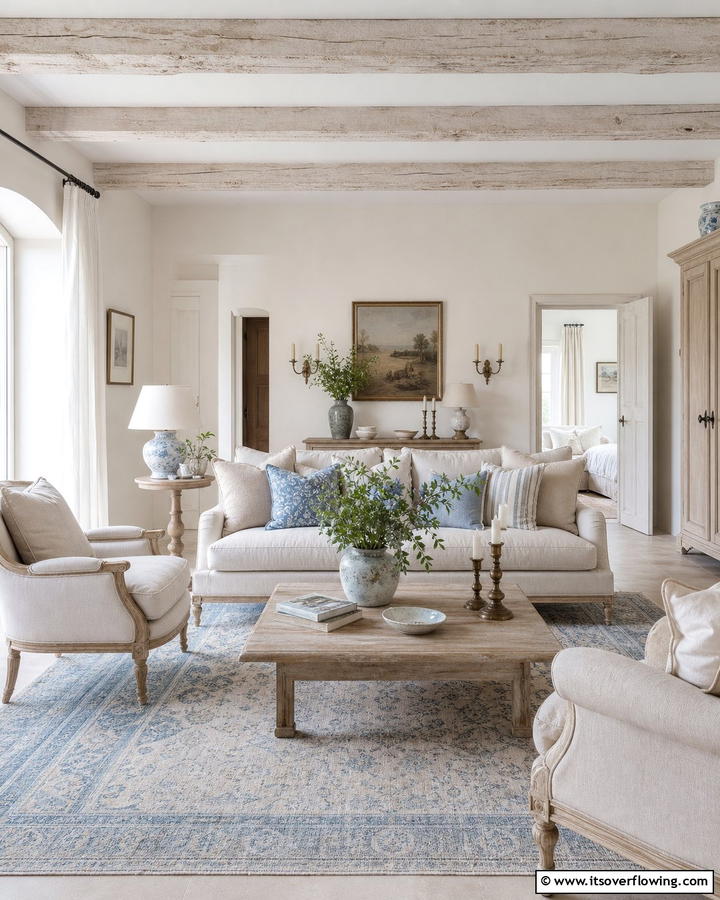 Subtle Color Palette - 21 French Country Living Room Ideas for Rustic Elegance