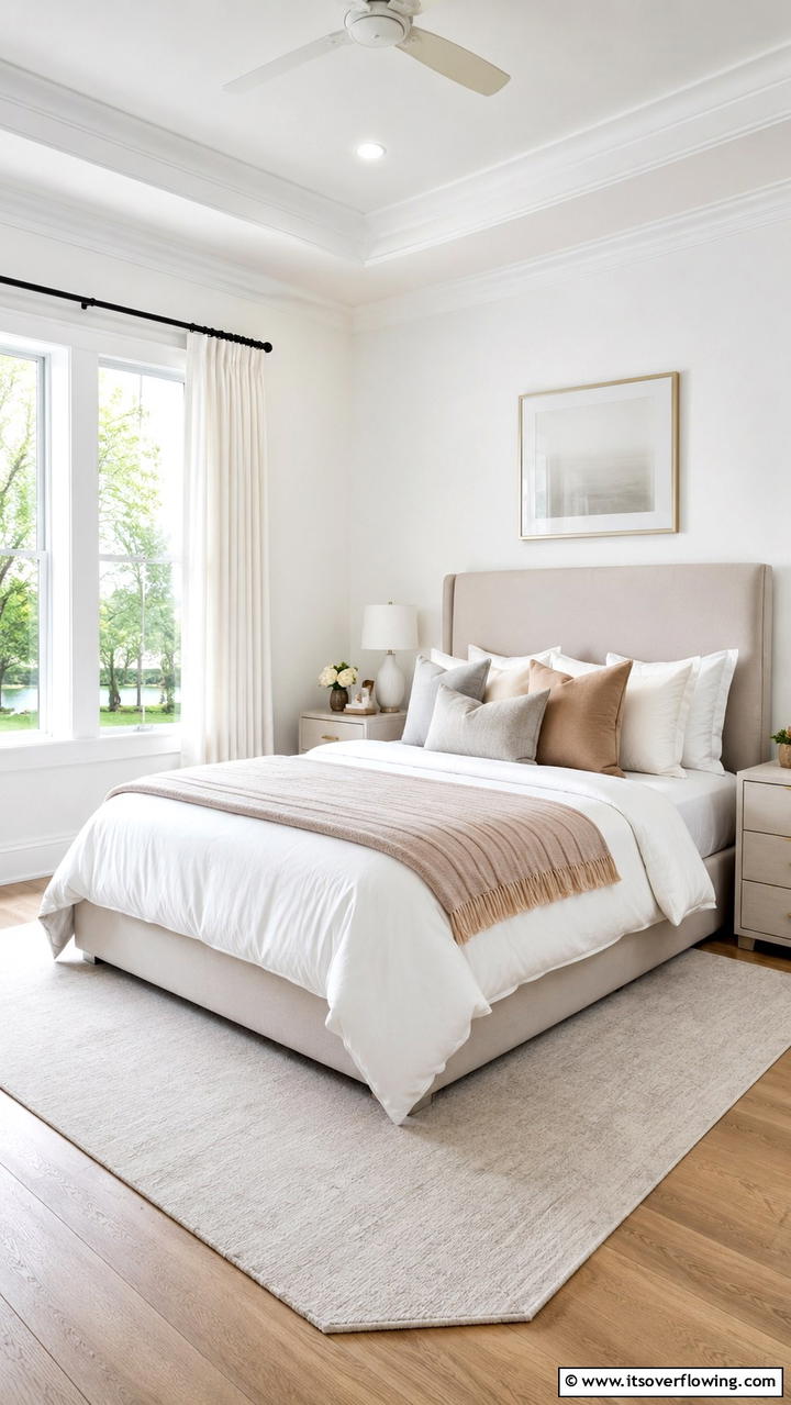 Subtle Contrast - 21 Serene White Bedroom Ideas for a Calming Retreat