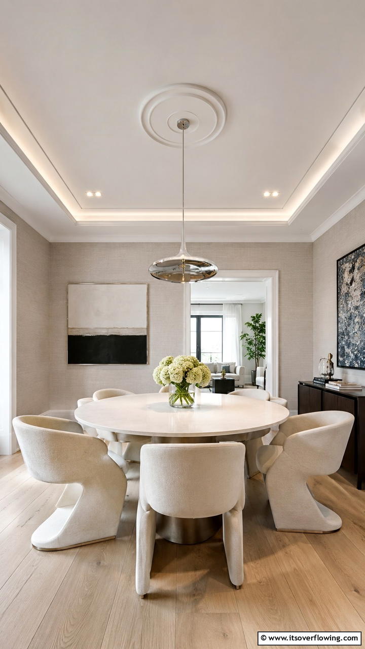Subtle Decorative Accents - 30 Dining Room Ceiling Ideas to Elevate Your Space